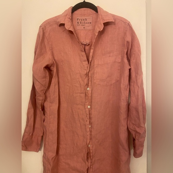 Frank & Eileen Rory Maxi Shirtdress Linen Mauve Size XXS - Picture 6 of 10